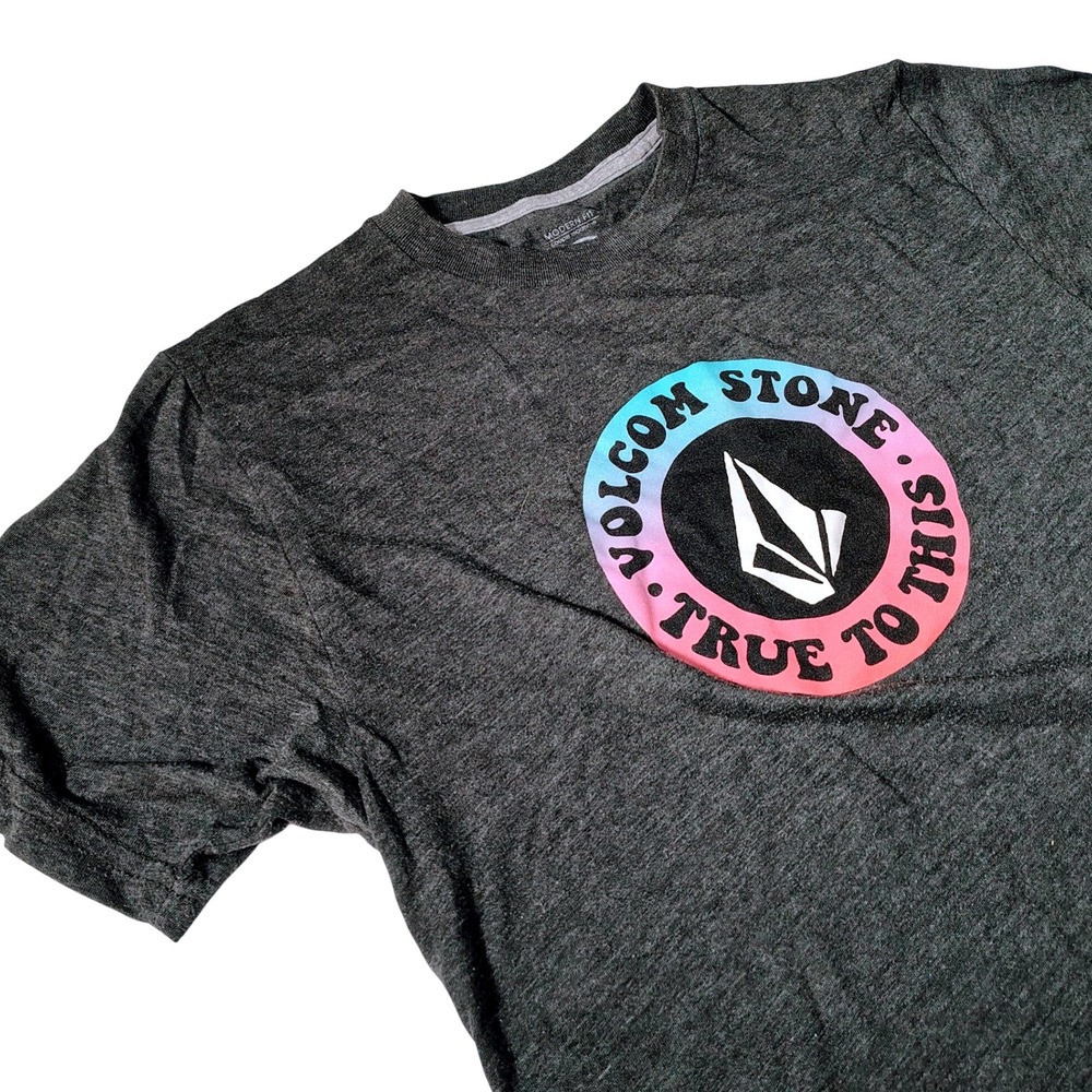 Volcom Boys T-Shirt True To This Graphic Tee Gray Youth‎ Modern Fit